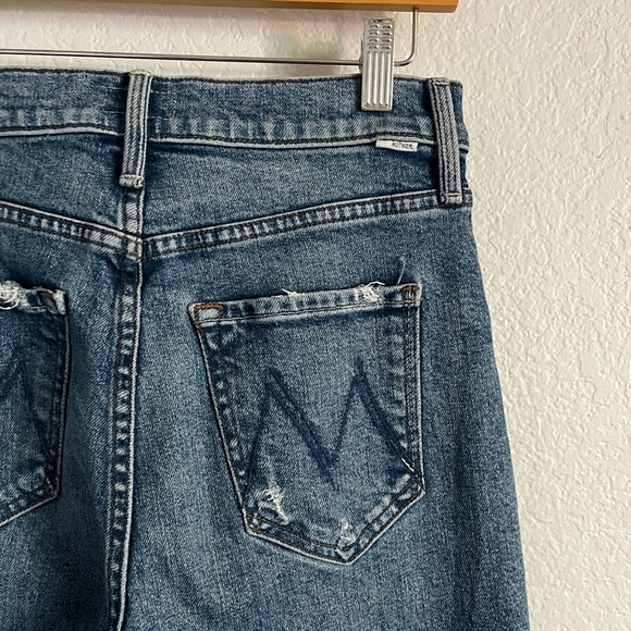 MOTHER High Waisted Rider Skimp Straight Leg Jeans Bloom and Doom Blue 27 - Picture 7 of 10